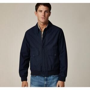 J Crew Flight Jacket In Cotton Poplin Mens XL Indigo Navy Full Zip